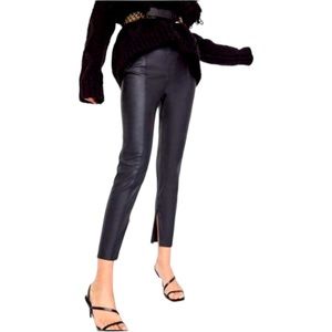 Zara leather pants ankle slit